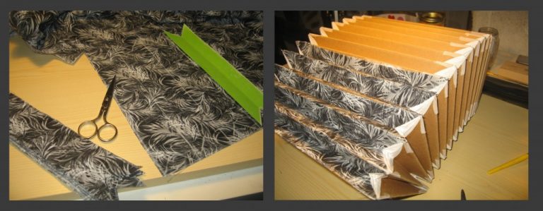 Encollage du tissu Fabrication du soufflet d'accordéon: encollage du tissu